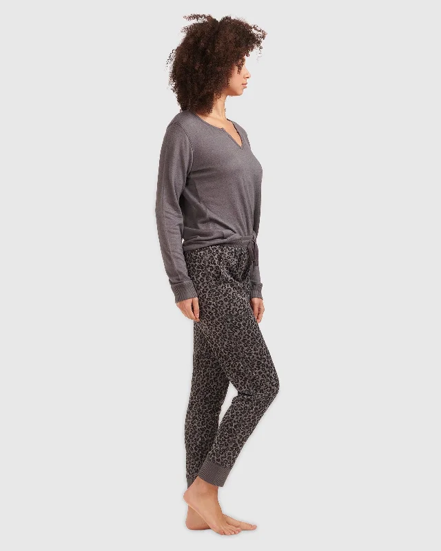 charcoal-animal-print-split-neck-pullover-pj-set