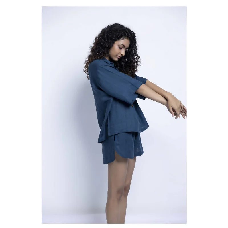 natural-pure-linen-indigo-women-shirt-and-short-set