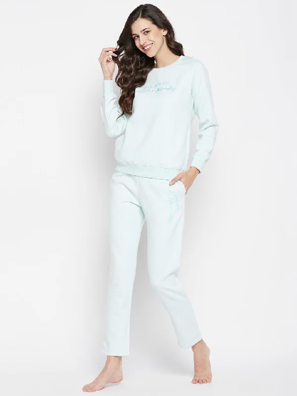 Msecret Typography Sky Blue Night Suit