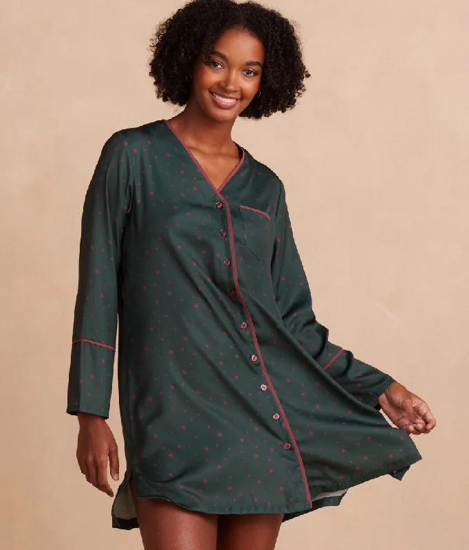 The Cloud 9 Boyfriend Sleep Shirt - Celestial Dot in Eden & Rosewood