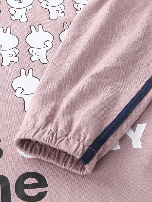 women-cartoon-rabbits-print-long-sleeve-elastic-waist-jogger-pannts-home-cotton-pajamas-sets