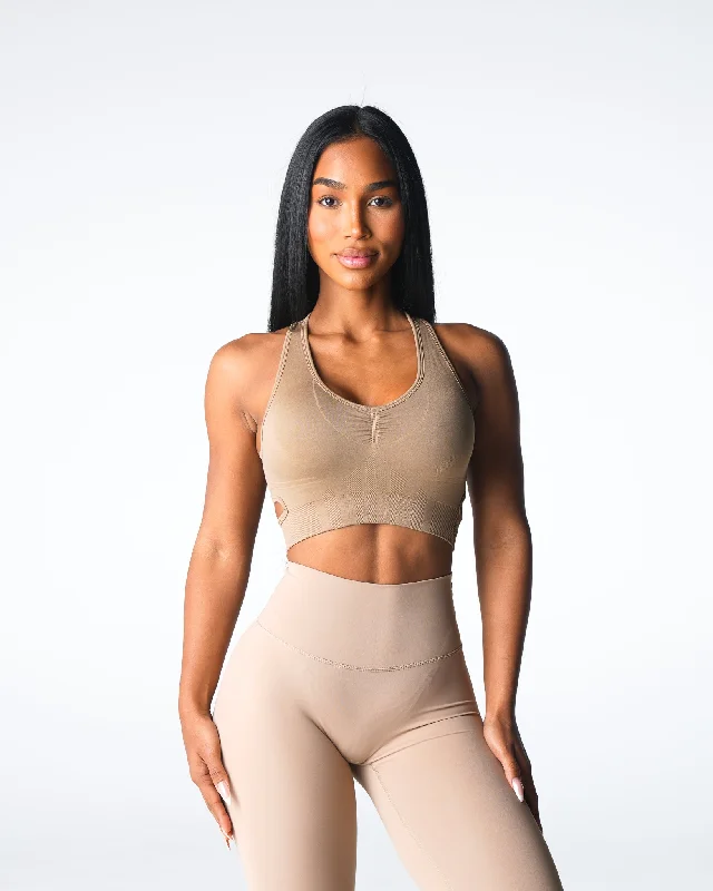 Beige Rise Seamless Bra