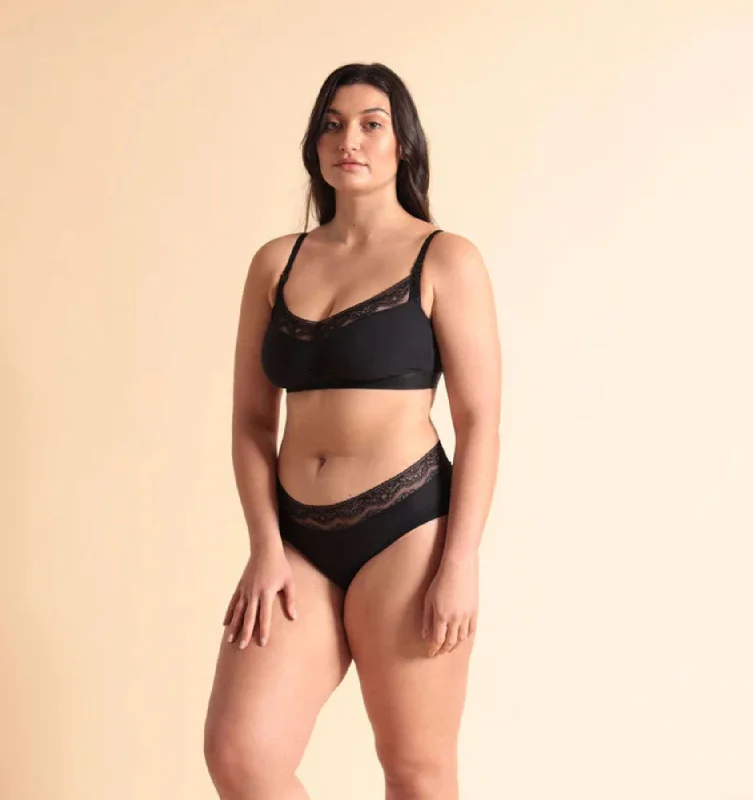 Microfibre lace trim knicker [Black]