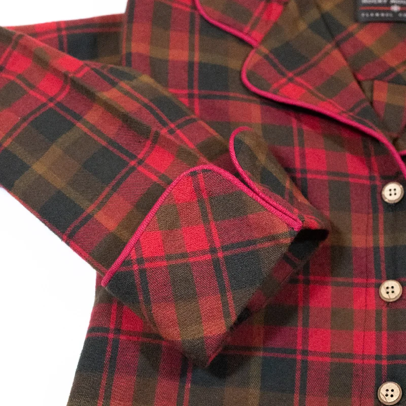 1001 / Woman's Knee Length Flannel Nightshirt in Maple Leaf Tartan Made In Canada