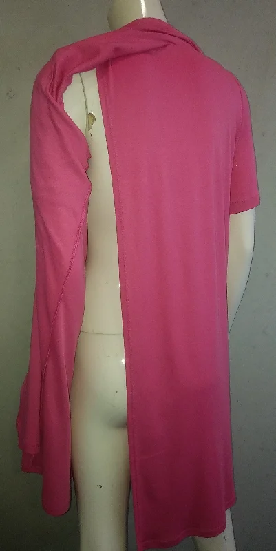 (L6) Ladies Nightie - Short  Sleeves - ROSE PINK with Lilac & White Neck Band