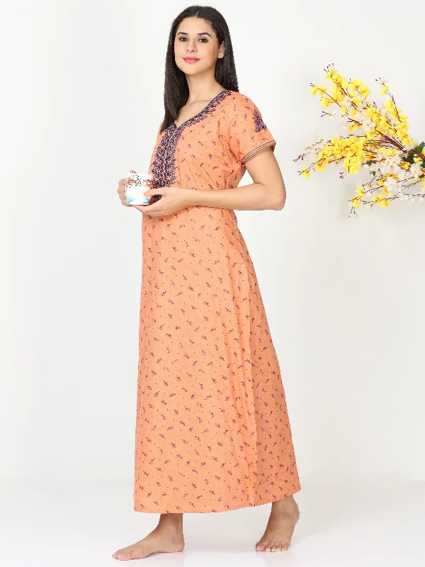 Pure Cotton Designer Sunset Orange Nighty