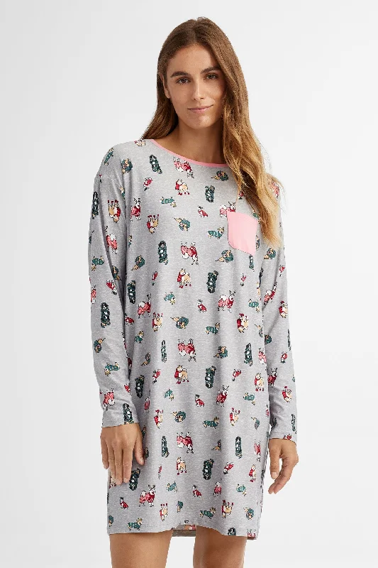 Robe de nuit pyjama de Noël en Moss - Femme