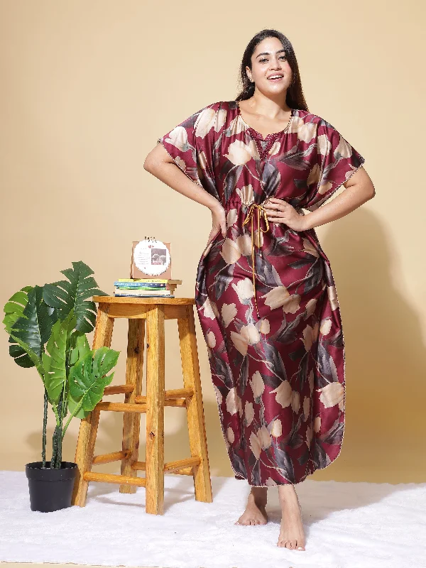 Satin Kaftan Wine