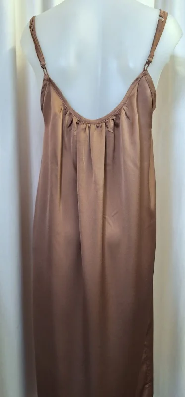 Silk Vicki long nightdress - Coffee