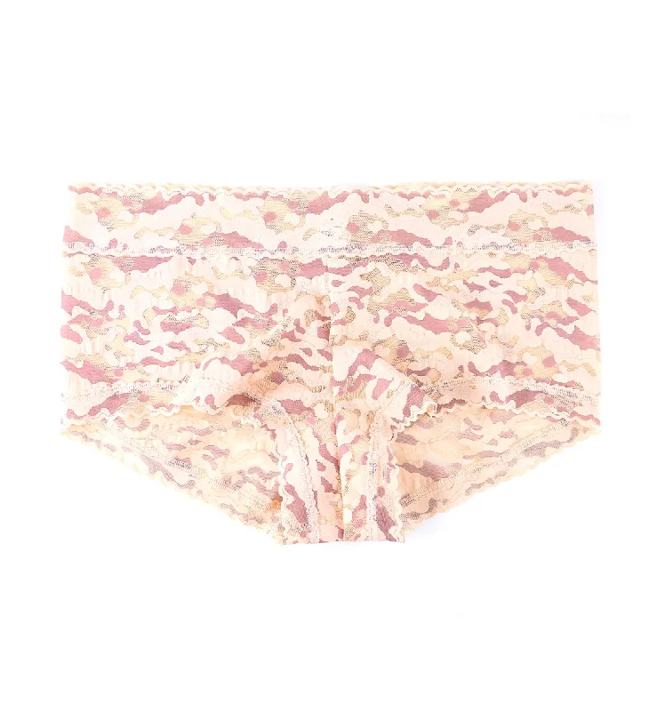 Hanky Panky Camo Lace Boyshort PLUS (4J1284X) - Vanilla/Desert Rose