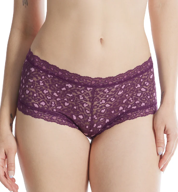 Hanky Panky Cross Dyed Leopard Boyshort (7J1201P) - Black Tulip/Lavender Tea