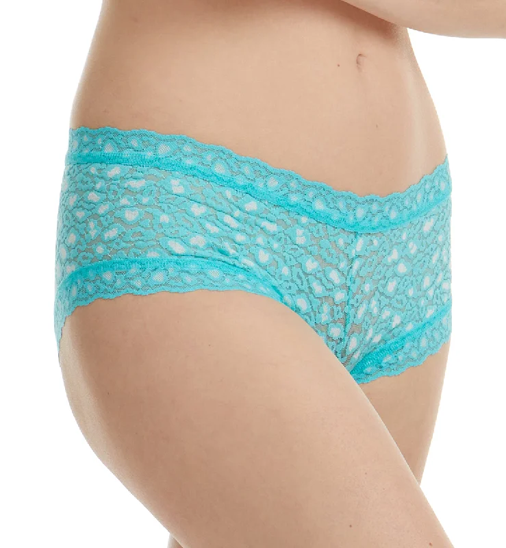 Hanky Panky Cross Dyed Leopard Boyshort (7J1201P) - Radiant Turquoise/White