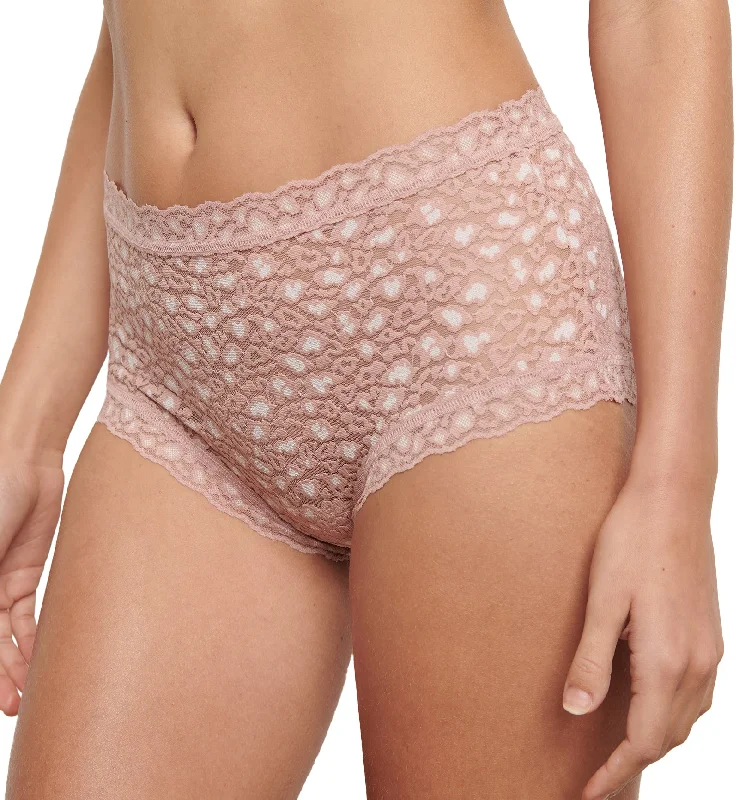 Hanky Panky Cross Dyed Leopard High Rise Boyshort (7J1292) - Desert Rose/White