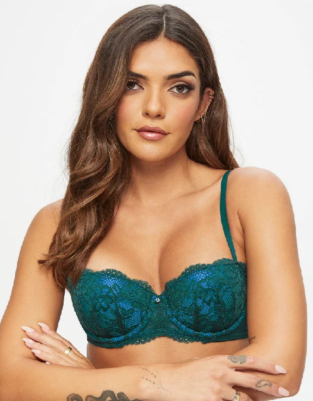 Ann Summers Sexy Lace Planet Padded Balcony Bra Green/Blue