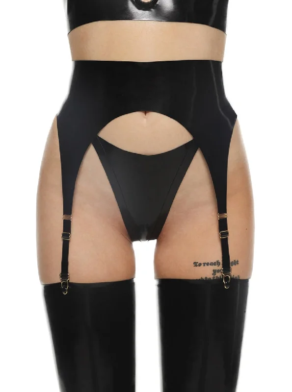 Anoeses: Saga Latex Garter Belt - Black