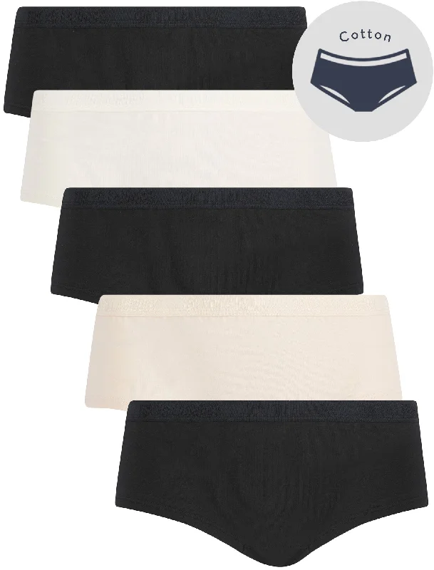 Connie (5 Pack) Assorted Hipster Briefs in Jet Black / Whisper Pink / Jet Stream - Tokyo Laundry