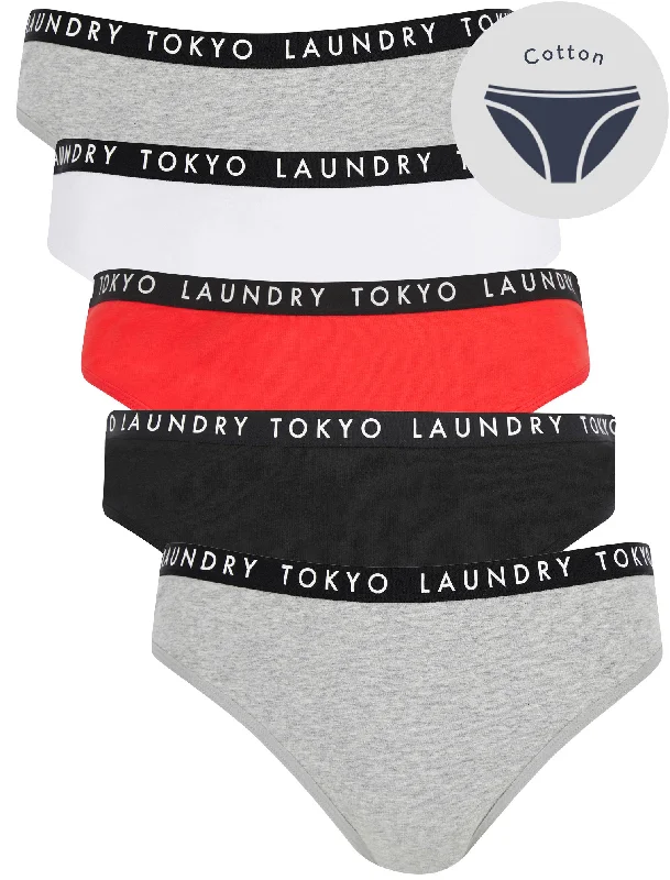 Hope (5 Pack) Cotton Assorted Briefs in Light Grey Marl / Bright White / Cayenne / Jet Black - Tokyo Laundry