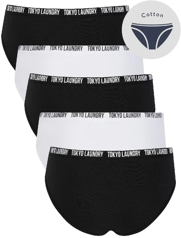 Katie (5 Pack) Cotton Assorted Briefs in Jet Black / Bright White - Tokyo Laundry