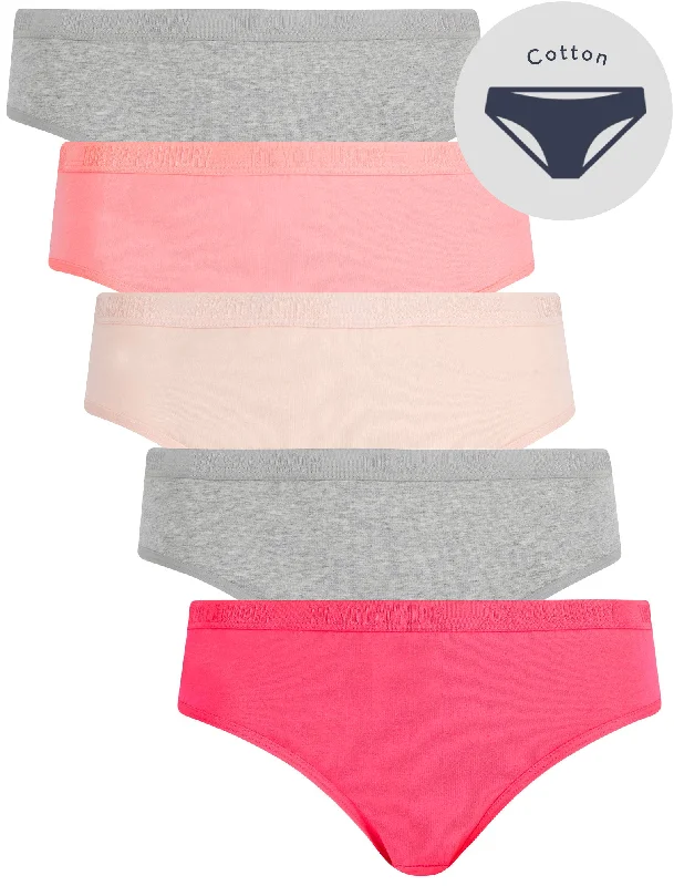 Matilda (5 Pack) Cotton Assorted Briefs in Pink Lemonade / Light Grey Marl / Gossamer Pink / Quartz Pink - Tokyo Laundry