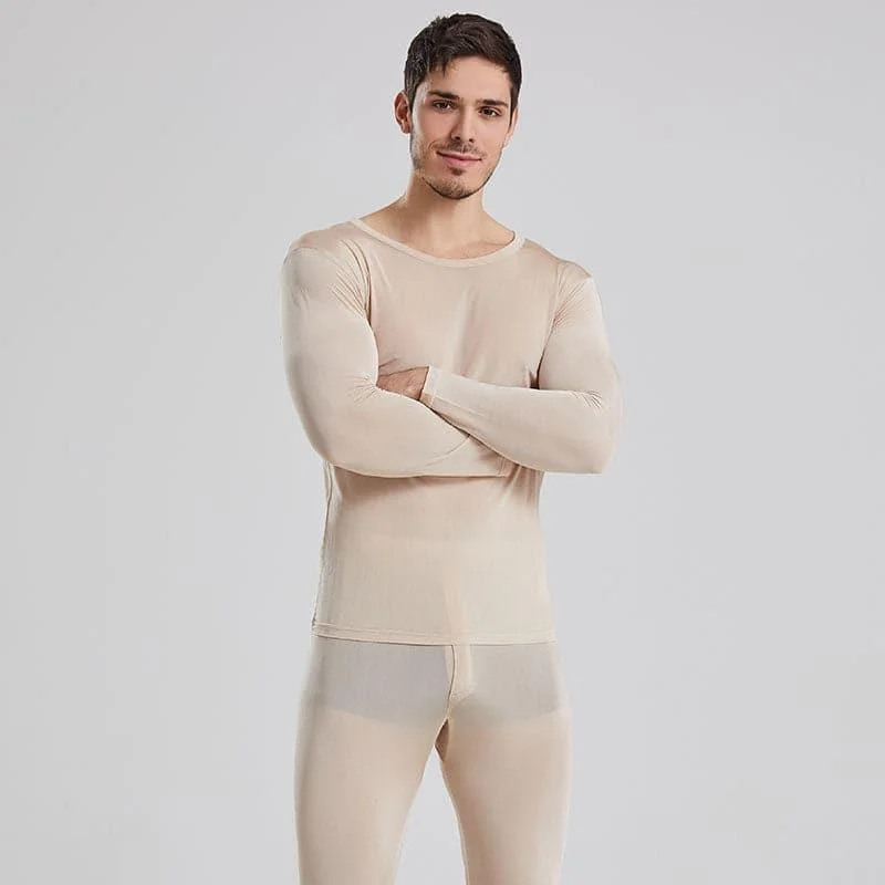 Men's 100% Silk Lightweight Thermal Underwear Set