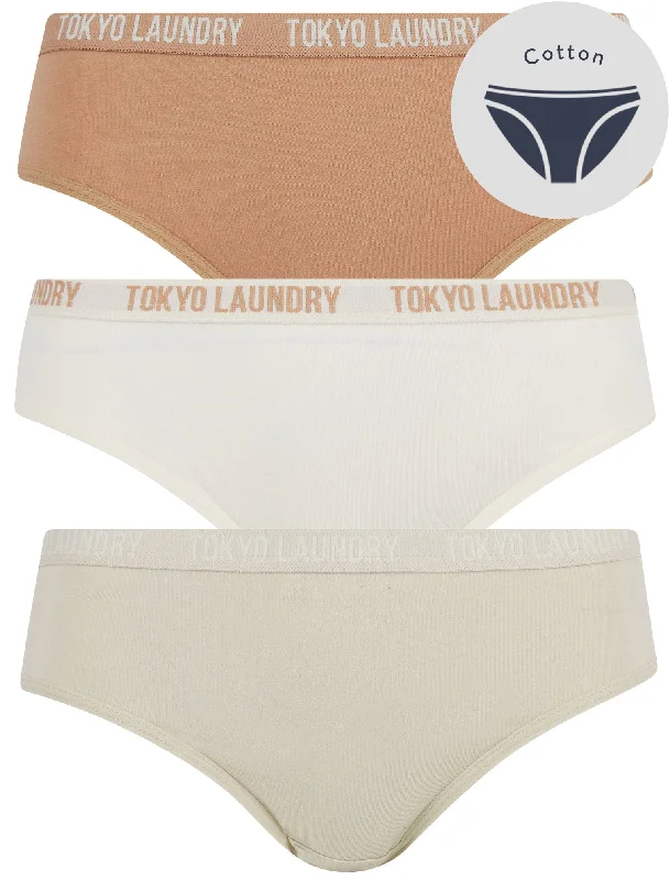 Molly Beth (3 Pack) Cotton Assorted Briefs in Tawny Brown / Egret / Gray Morn - Tokyo Laundry