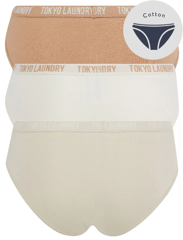 Molly Beth (3 Pack) Cotton Assorted Briefs in Tawny Brown / Egret / Gray Morn - Tokyo Laundry