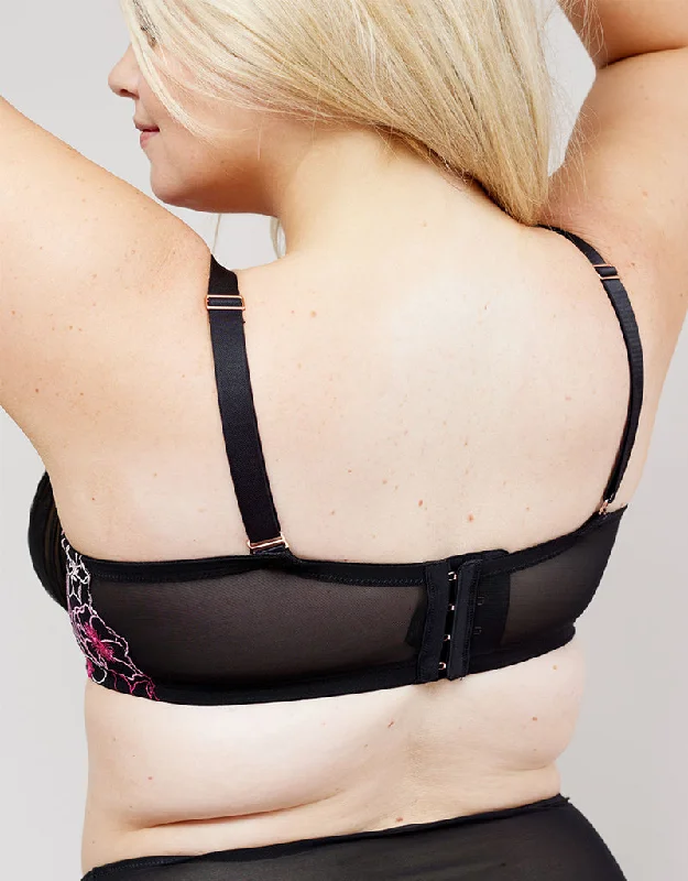 Oola Embroidery Balconette Bra Black