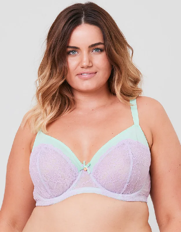 Oola Tonal Lace Balconette Bra Mint/Lilac