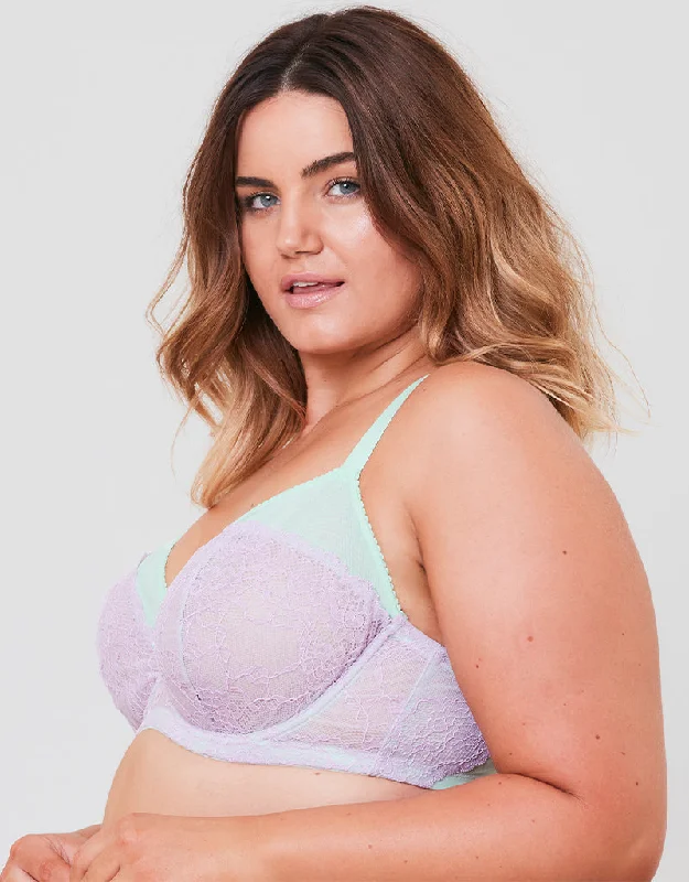 Oola Tonal Lace Balconette Bra Mint/Lilac