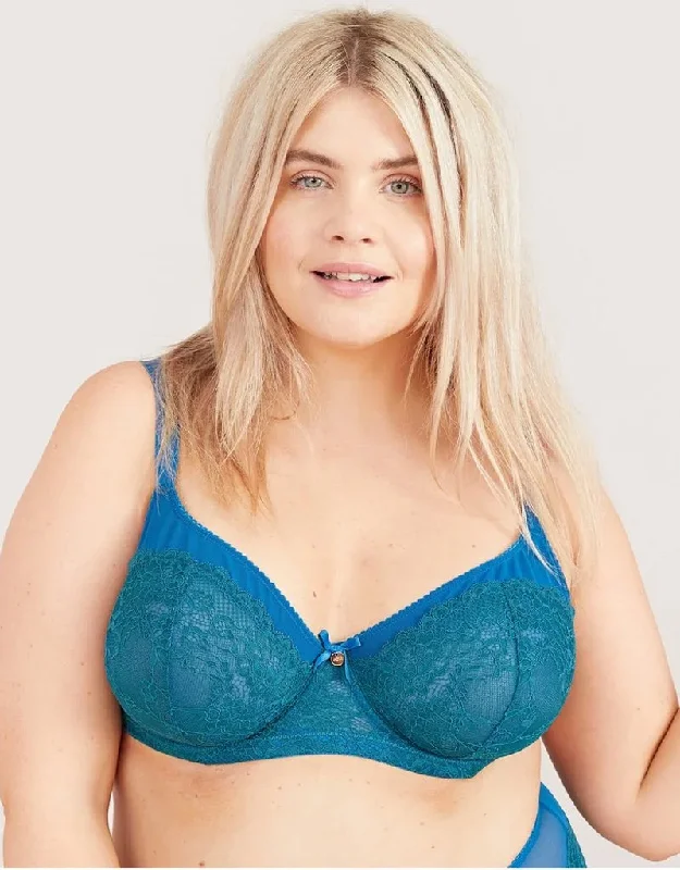 Oola Tonal Lace Balconette Bra Teal/Emerald