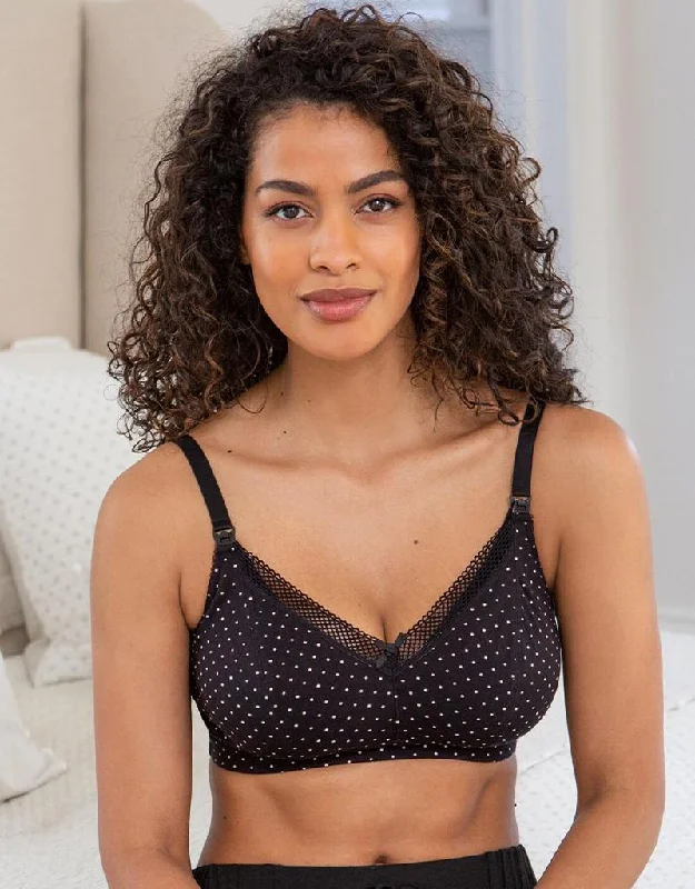 Pour Moi Love to Lounge Cotton Nursing Bra Black/White Spot