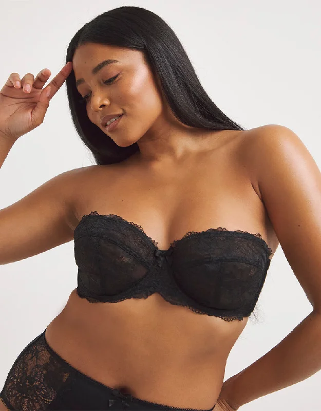 Pretty Secrets Ella Lace Multiway Strapless Bra Black