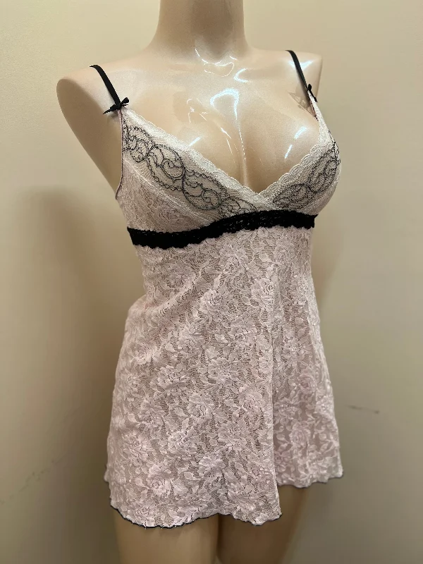 Pink / Black Lace / Small / Babydoll