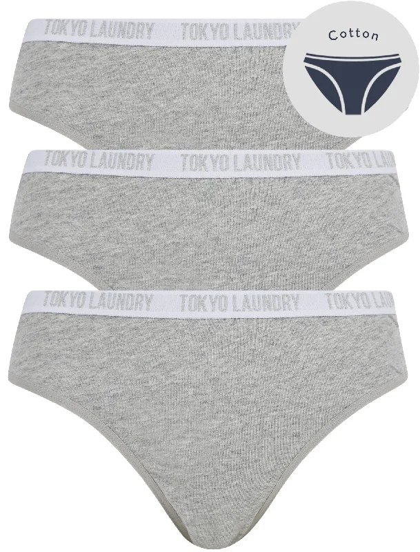 Raya (3 Pack) Cotton Assorted Briefs in Light Grey Marl - Tokyo Laundry