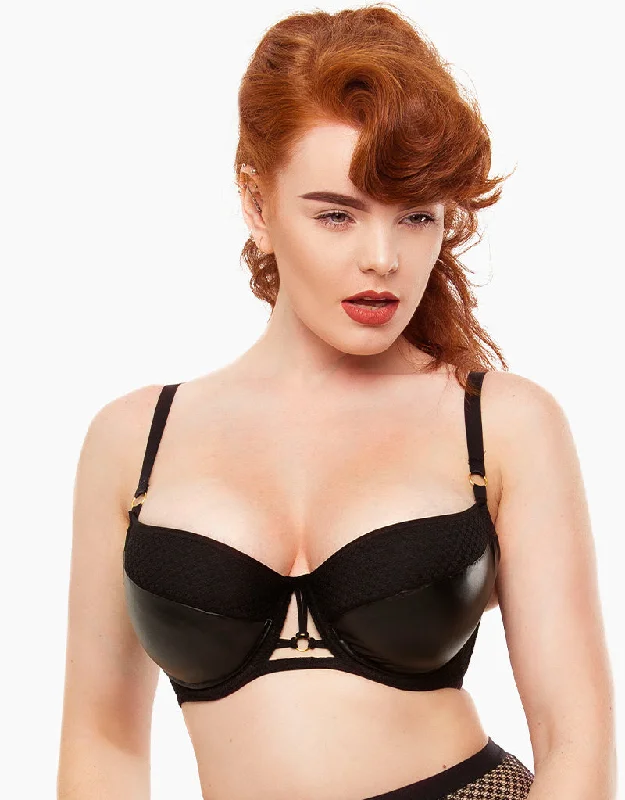 Rougette by Tutti Rouge Wren PVC Padded Balconette Bra Black