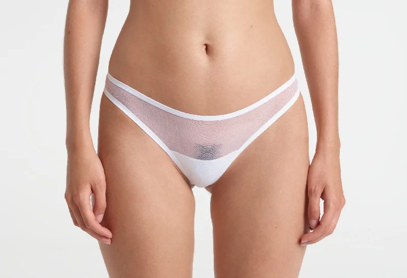 Yasmine Eslami: Jeanne Basic Mesh Thong - Blanc