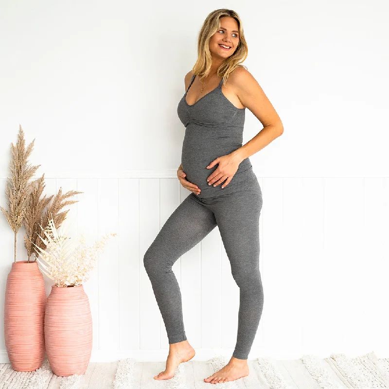 Yummy Maternity Bamboo Nursing Singlet - Grey