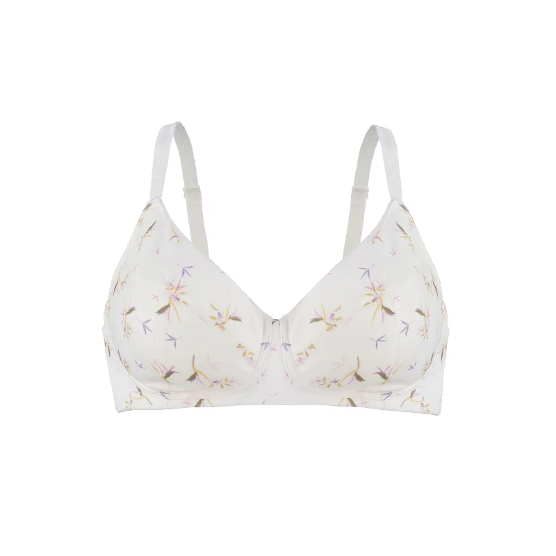 Ditsy Floral - Silk & Organic Cotton Smooth T-Shirt Wireless Bra