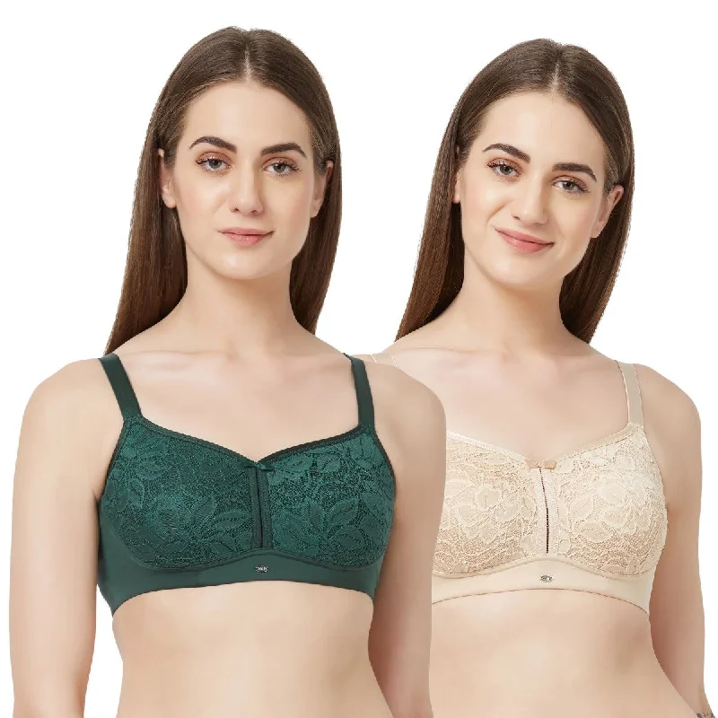 Full Coverage Non Padded Non Wired Lace Bra (Pack Of 2) FB-705