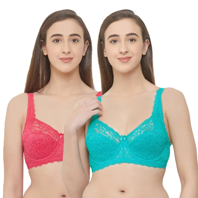 Full Coverage Non Padded Wired Lace Bra (Pack Of 2) FB-611