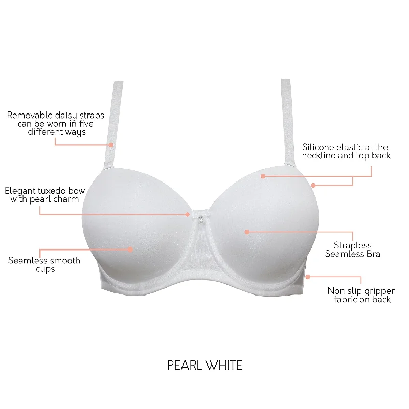 Elise Strapless Bra - Pearl White