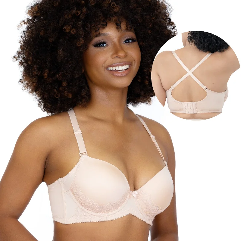 Robust Support Side Back Smoothing Convertible Push In Shape Bra: No Underarm Bulge & Uplifting