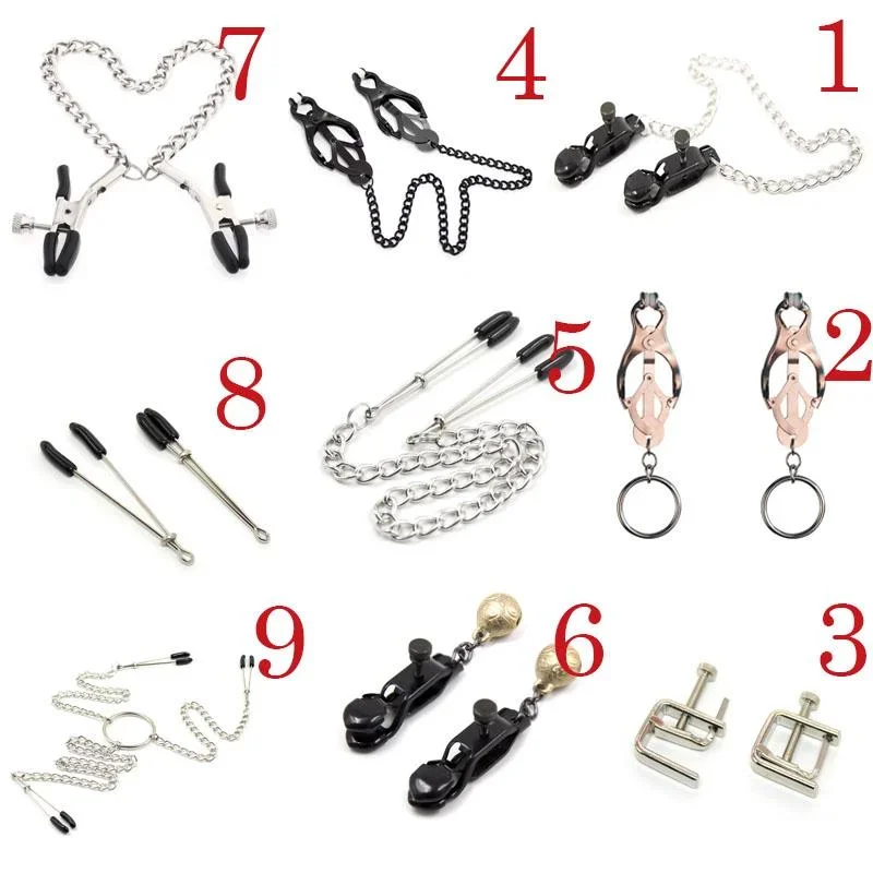 9 Styles Metal Nipple Clamp,Breast Clip,Nipple Clip,Breast Clamp,Female Breast Clip Clitoris Clips Adult Game,BDSM Sex Toys