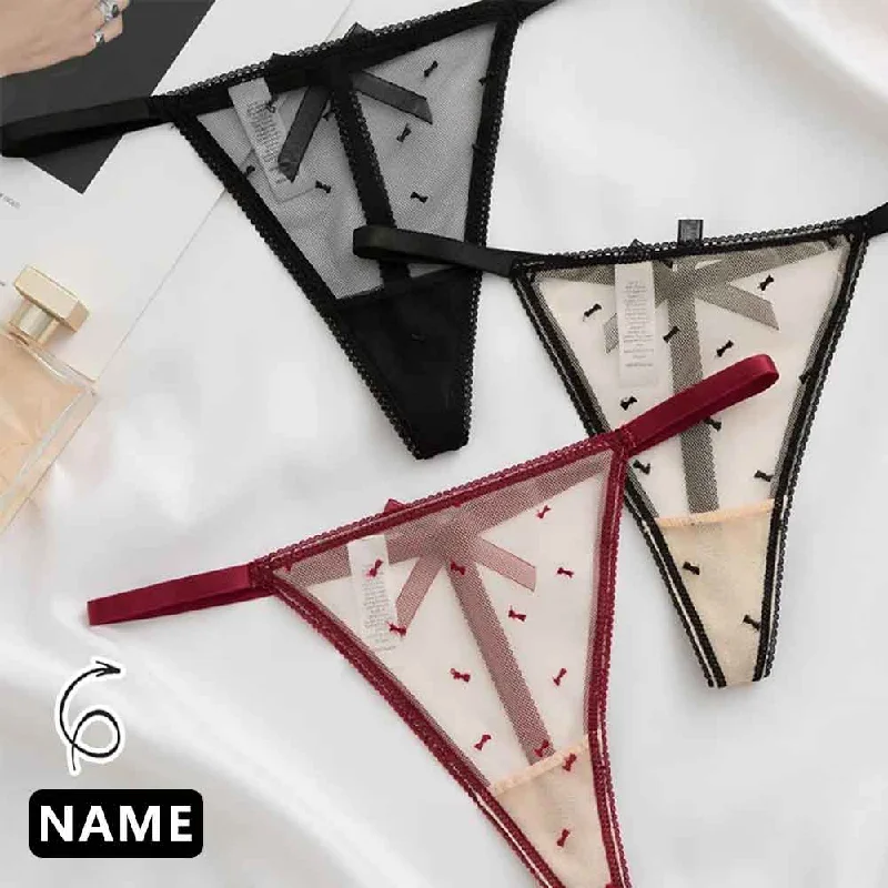 Customized Name Crystal Letter Lace with Tie Panties Women Underwear Briefs Thong Transparent Lingerie G string Intimates Girls Gift(DHL is not supported)