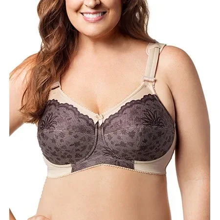 Elila Full Coverage Black Nude Print Wireless Bra 1505