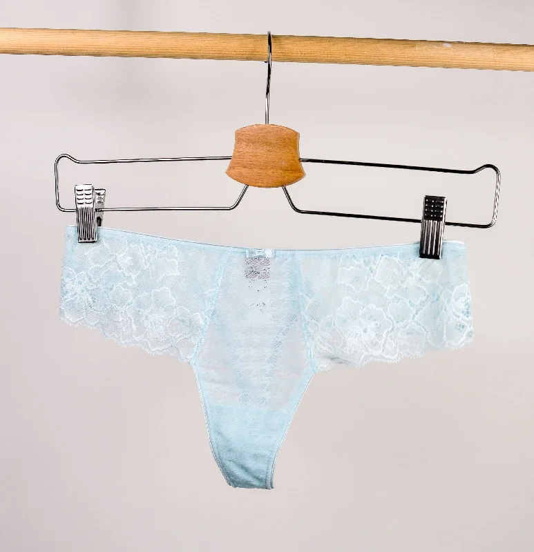 Houndstooth & floral lace thong [Aqua]