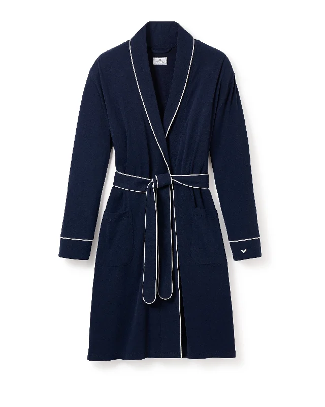 Women's Pima Maternity Robe in Navy